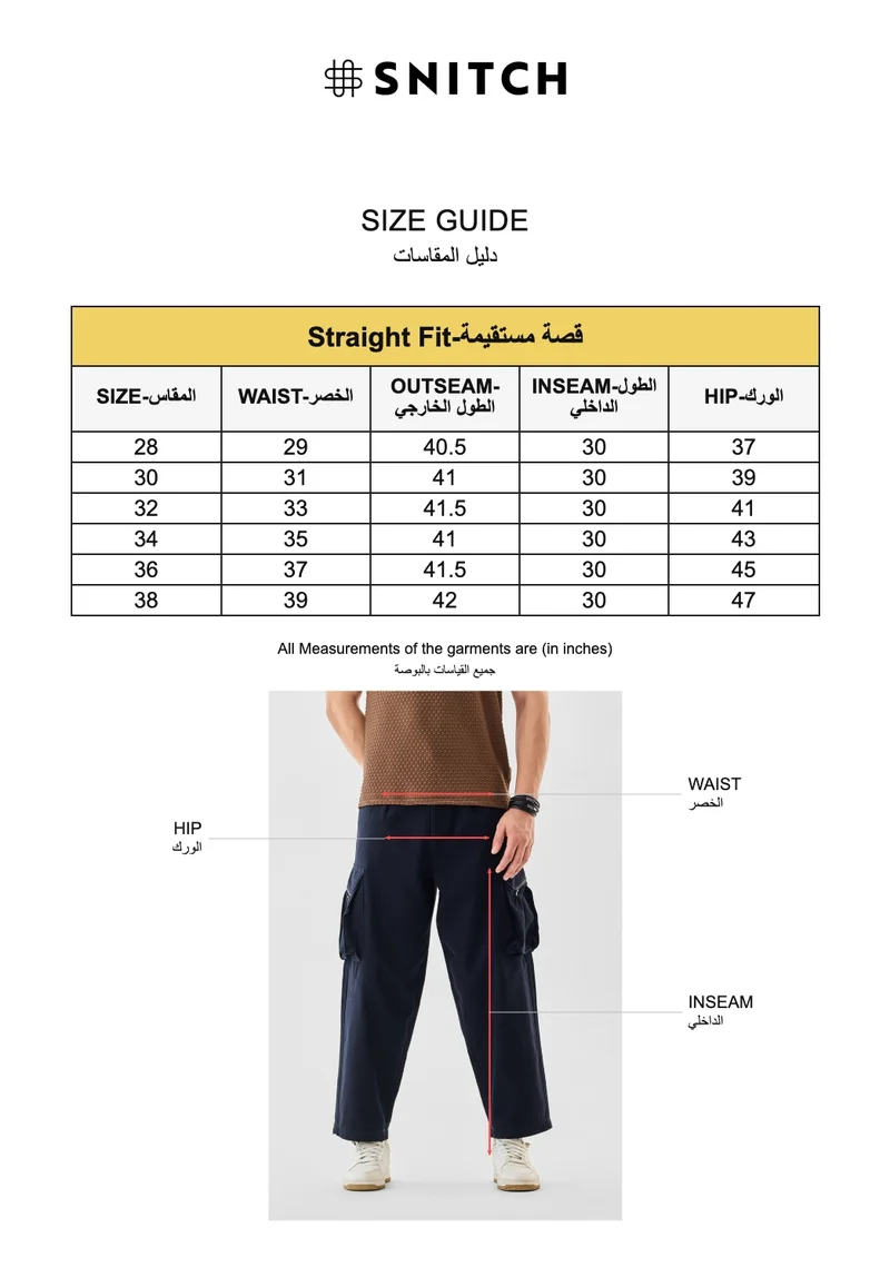 Snitch Navy Straight Fit Twill Cargo Pants for Men | Best Price UAE