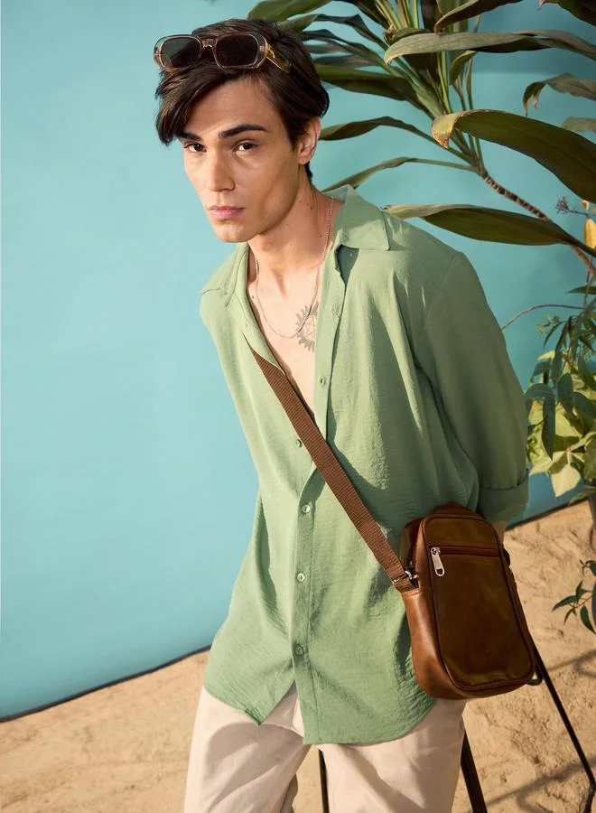 Mascln Sassafras Textured Relaxed Fit Shirt
