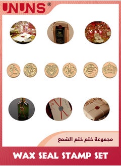 UNUNS Wax Seal Stamp Set,6 Pieces Sealing Wax Stamps Copper Seals And 1 Wooden Hilt,Romantic Rose Heart Flower Sealing Wax Stamps Gift Kit For Parcels Cards Envelopes,Invitations,Maps,Gifts Sealing  - Image 3