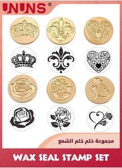 UNUNS Wax Seal Stamp Set,6 Pieces Sealing Wax Stamps Copper Seals And 1 Wooden Hilt,Romantic Rose Heart Flower Sealing Wax Stamps Gift Kit For Parcels Cards Envelopes,Invitations,Maps,Gifts Sealing  - Image 5