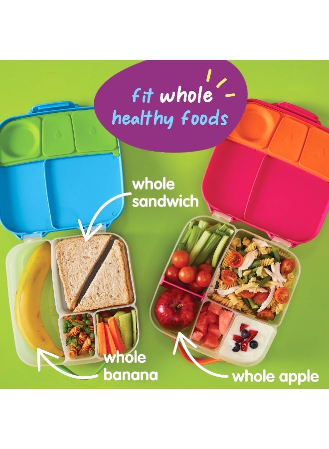 b.box Kids Lunch Box - 4 compartments (2 Leak-proof) Bento Box with Cold Pack & Removable Divider Reusable Snack Containers with Lids, Snack Box for Toddlers & Older Kids 8 1/2 cups (Blue Slate) - Image 4
