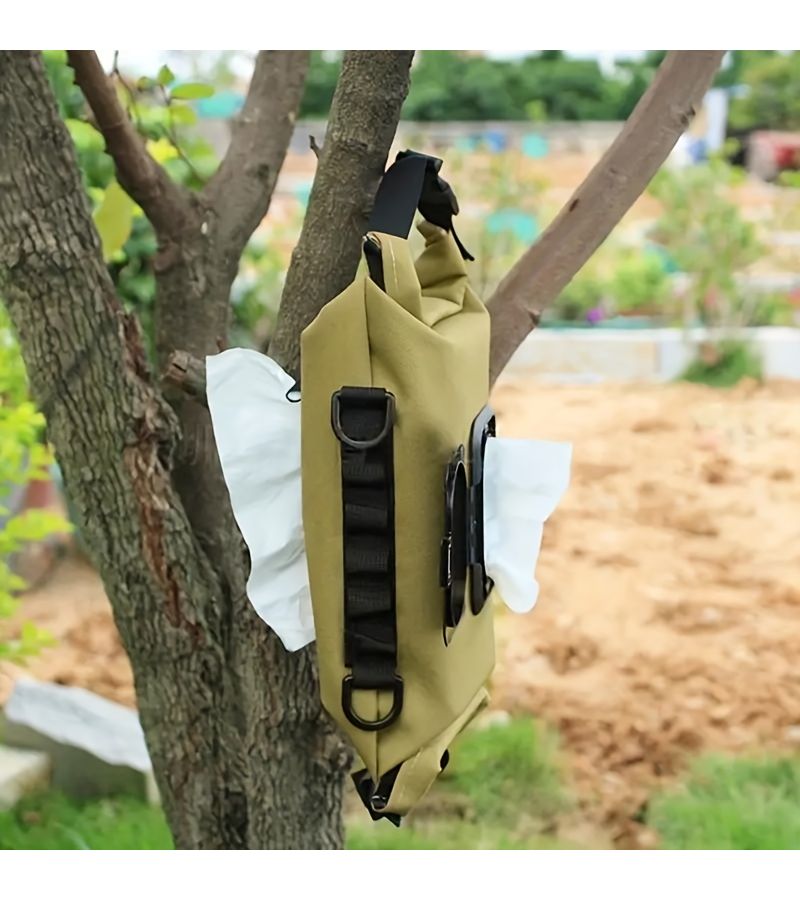 Creative Outdoor Camping Tissue Holder Camouflage No Punch Lightweight Canvas Wet Wipes Bag With Safety Strap And Viewing Window Portable Multifunctional Towel Pouch Holiday Gift Camping Accessory - Image 2