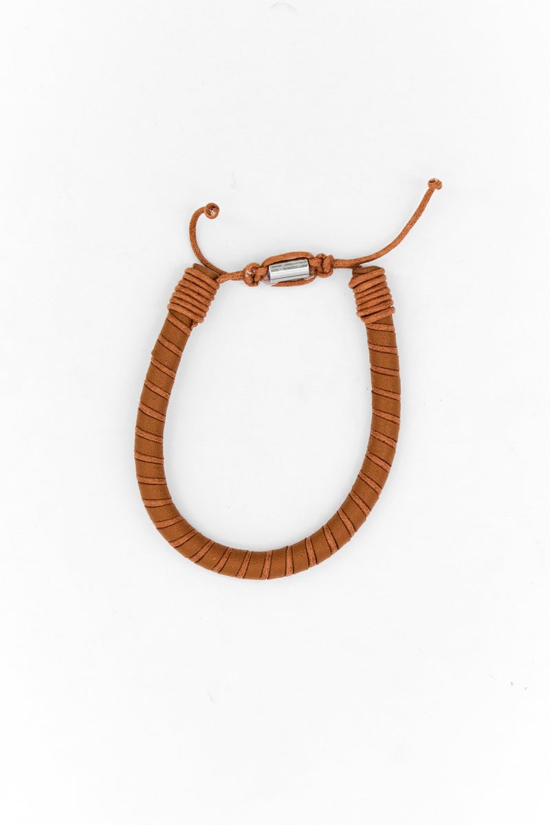 POLICE Men PPJ26486BLC-03 Leather Bracelet, Tan - Image 4