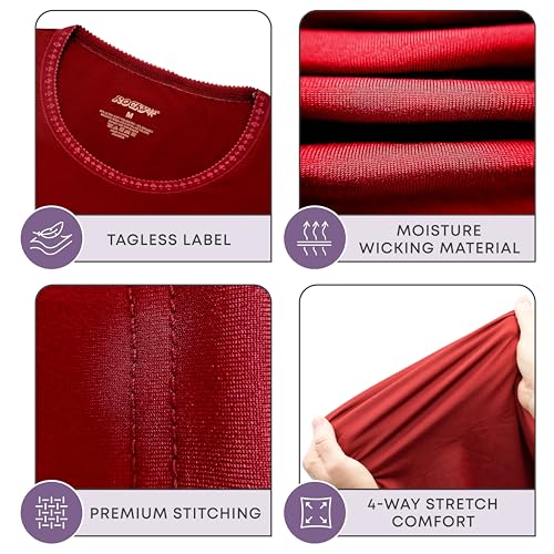 Rocky thermal underwear women long johns womens thermals top bottom set fleece lined under wear clothes base layer thermals (X-Small, Rust, Standard Weight (185 GSM) - Image 3