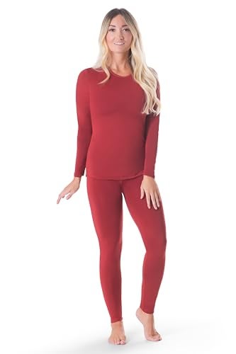Rocky thermal underwear women long johns womens thermals top bottom set fleece lined under wear clothes base layer thermals (X-Small, Rust, Standard Weight (185 GSM) - Image 1
