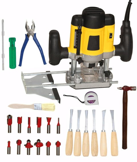 Digital Craft Electric Multifunction Woodworking Carving Machine Trimming Machine Slotting Machine Furniture Processing Tools Electric Router Machine kit5 Utility Tools6Pc Wood Carving Set