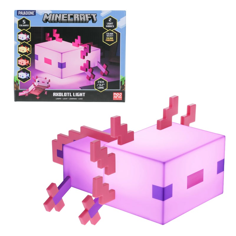 Paladone Minecraft Axolotl Light, Five Color Modes, Minecraft Lamp to Decorate Your Gaming Desk or Night Stand - Image 1