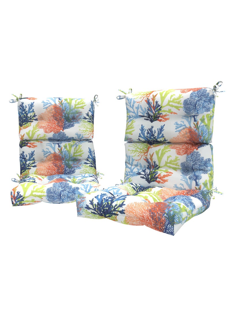 LVTXIII LVTXIII Outdoor Tufted High Back Cushions Solid Fluffy Seat and Back Chair Cushion with Ties Patio Replacement Rocking Chair Cushion for Outdoor Furniture Use 22 W x 20D 2 Pack Coral Multi 