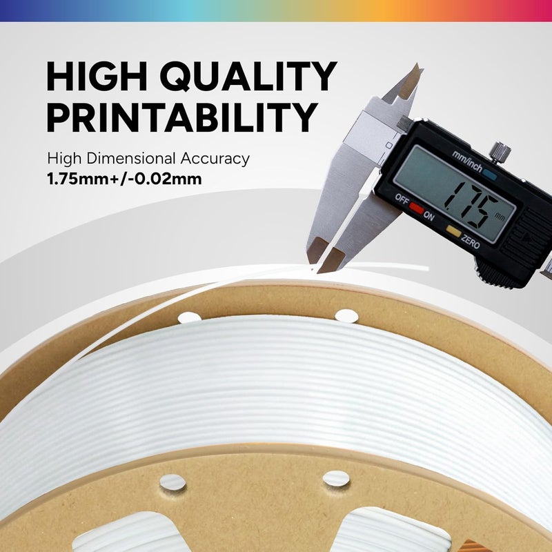 OVERTURE PLA Filament 1.75mm, Neatly Wound 3D Printer Filament 1kg Spool (2.2lbs), Dimensional Accuracy +/- 0.02 mm, Fit Most FDM 3D Printers (Cold White 1-Pack) - Image 3