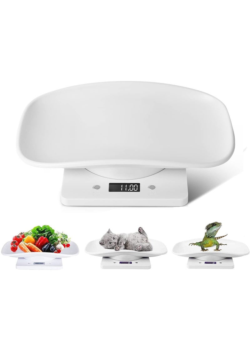 SOLARAE ميزان حيوانات أليفة صغير، ميزان حيوانات حديثة الولادة، ميزان قطط صغير، ميزان مطبخ LCD متعدد الوظائف (الحد الأقصى: 10 كجم)، ميزان رقمي لوزن الجراء/القطط الصغيرة/الهامستر/القنفذ (أبيض) - Image 1
