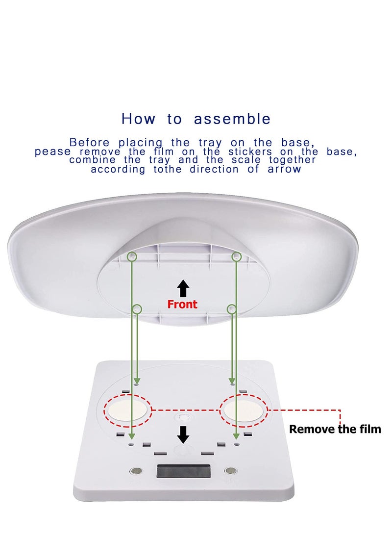 SOLARAE ميزان حيوانات أليفة صغير، ميزان حيوانات حديثة الولادة، ميزان قطط صغير، ميزان مطبخ LCD متعدد الوظائف (الحد الأقصى: 10 كجم)، ميزان رقمي لوزن الجراء/القطط الصغيرة/الهامستر/القنفذ (أبيض) - Image 2