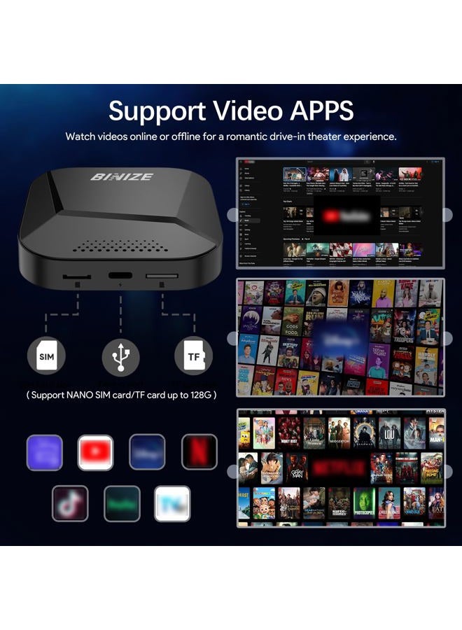 BINIZE Carplay Ai Box Android 13 Compatible with Wireless Carplay Wireless Android Auto AI Box Carplay Streaming Video Apps 4+64G Only Support Cars with OEM Wired CarPlay/Android Auto - Image 5