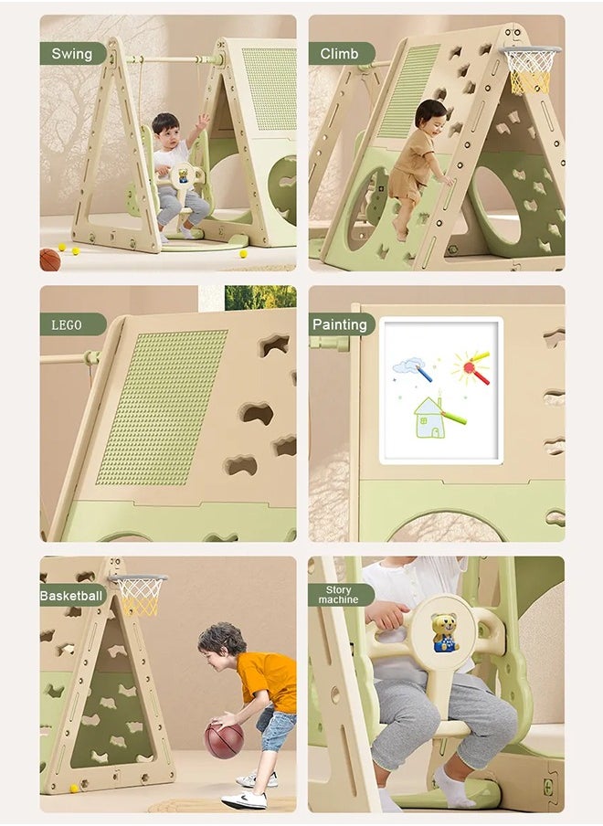 JSAITOYS Multifunctional Game Toy Tent 6 in 1 Drawing Block Board Climbing Frame Basketball Hoop Toy Tent Suitable For 3 Years Children  - Image 3