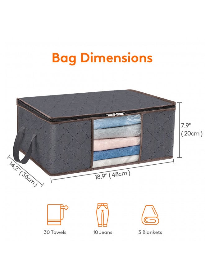Lifewit Lifewit Clothes Storage Bag Foldable Storage Bin Closet Organizer with Reinforced Handle Sturdy Fabric Clear Window for Sweaters, Coats, T-shirts, Blankets, 6 Pack, Gray - Image 3