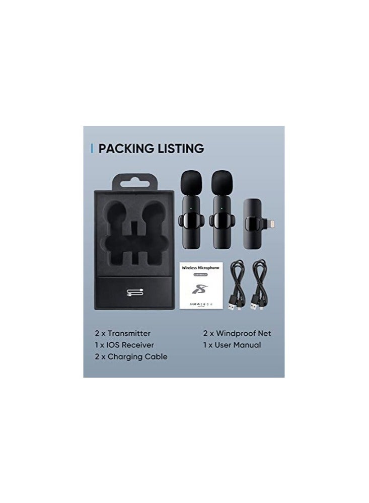 2 PCS Professional Wireless Lavalier Microphone for iPhone iPad only, Cordless Bluetooth Lapel Microphone for YouTube/Facebook Live Stream - Image 5