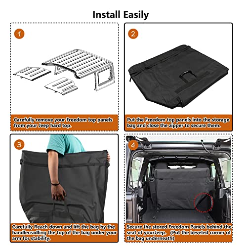 Opall Hard Top Freedom Top Panels Storage Bag for All 2007-2025 Jeep Wrangler JK JKU JL JLU Sports Sahara Freedom Rubicon Unlimited Gladiator JT 2 and 4 Doors - Image 5