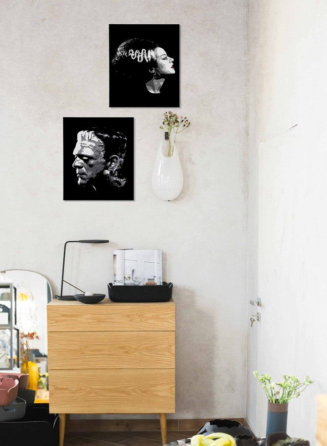 Giosve لوحة جدارية من القماش بتصميم فرانكشتاين للهالوين، مقاس 11 × 14 بوصة، طقم من قطعتين، ديكور مثالي لغرفة المعيشة أو غرفة النوم أو الشرفة، ديكور يجمع بين الوحش والعروس، هدية رائعة للزوجين في مناسبات الزفاف أو ذكرى الزواج - 180 - Image 3
