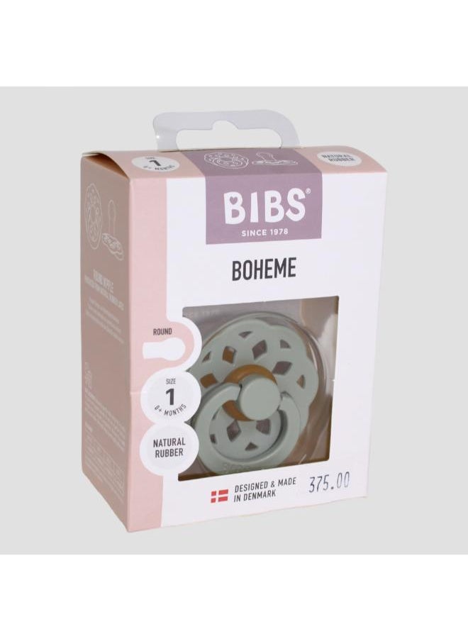 BIBS Pacifier Boheme – 1 Pack (Latex, Size 1, Sage)  - Image 1
