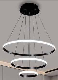 SP SUPER POWER Modern LED Pendant Light, 3 Rings Chandeliers Fixture Dimmable with Remote Control 3-Color LED Chandelier Ceiling Pendant Light for Bedroom, Living Room, Dining Room, Kitchen  - Image 1