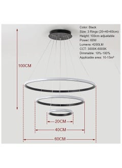 SP SUPER POWER Modern LED Pendant Light, 3 Rings Chandeliers Fixture Dimmable with Remote Control 3-Color LED Chandelier Ceiling Pendant Light for Bedroom, Living Room, Dining Room, Kitchen  - Image 4