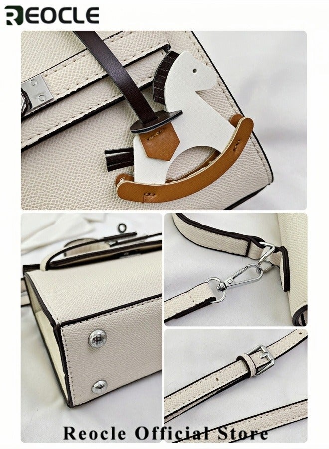 ريوكل حقائب كروس بودي للنساء نمط رجعي حقائب يد كلاسيكية جلدية للنساء حقائب لطيفة مع زخرفة مشبك معدني لقضاء الإجازة والسفر والعمل - Image 4