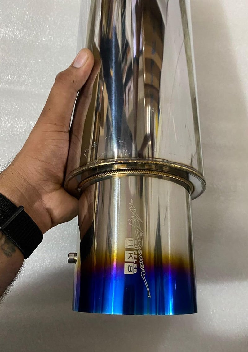 AUTO MT كواتم صوت هKS من الفولاذ المقاوم للصدأ بفتحة واحدة مع طرف محترق نظام عادم السيارة هKS عادم عالي الصوت بفتحة دائرية مزدوجة - Image 2