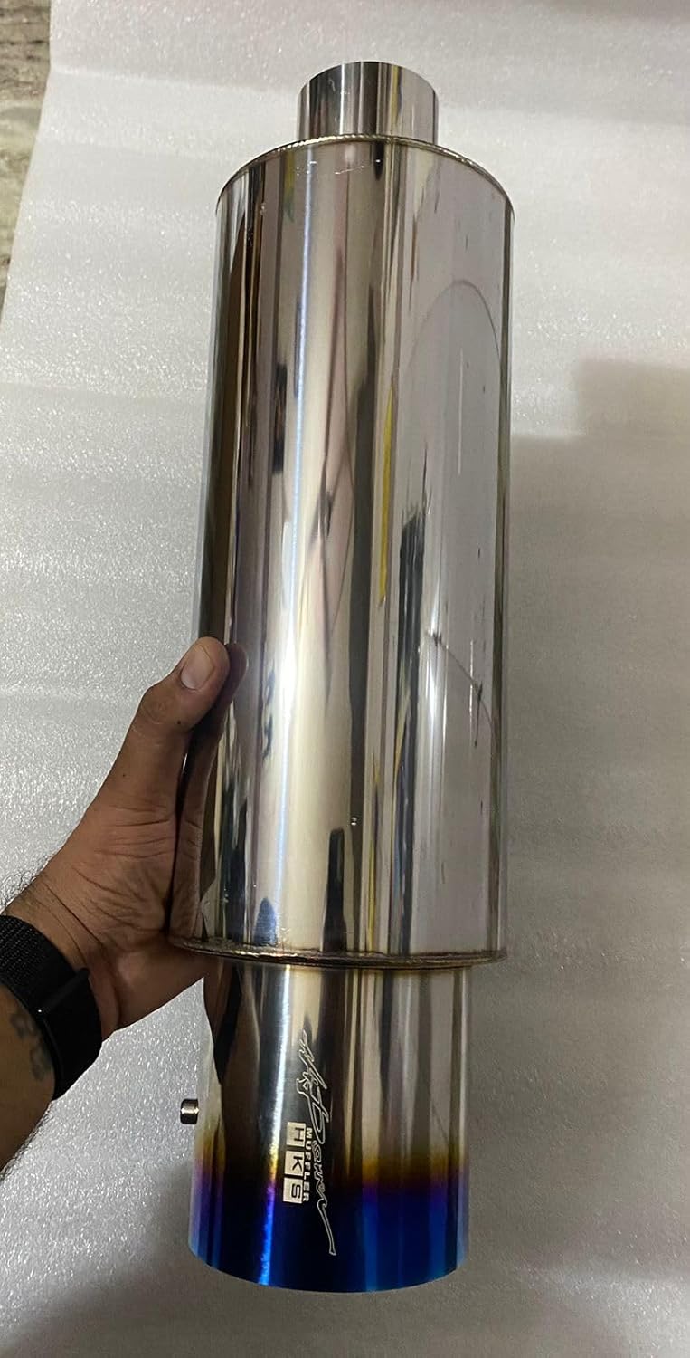 AUTO MT كواتم صوت هKS من الفولاذ المقاوم للصدأ بفتحة واحدة مع طرف محترق نظام عادم السيارة هKS عادم عالي الصوت بفتحة دائرية مزدوجة - Image 3