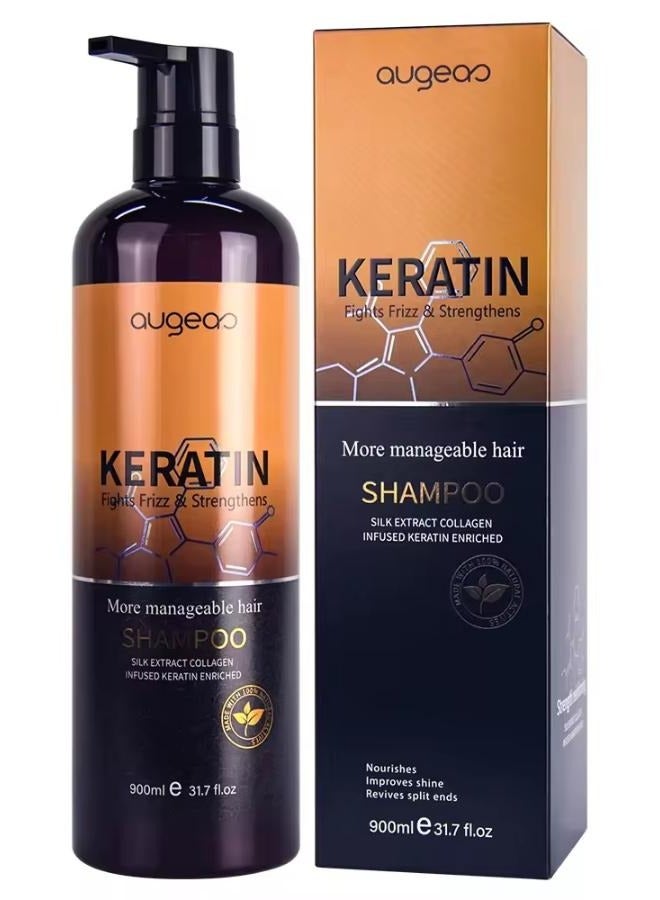 اوجياس شامبو الشعر بالكيراتين وخلاصة الحرير والكولاجين لتغذية الشعر وتحسين لمعانه وتجديد أطرافه المتقصفة 900 مل