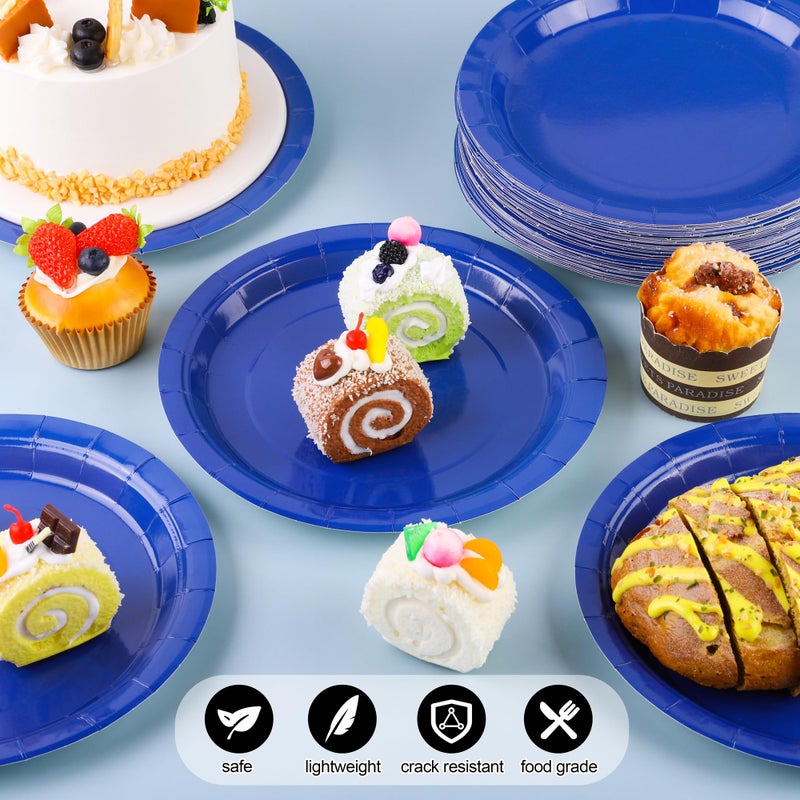 Breroa 72-Piece 9-Inch Bright Royal Blue Disposable Heavy Duty Paper Plates - Sustainable Dinner & Dessert Plates for Parties  Holidays  Picnics - Image 3