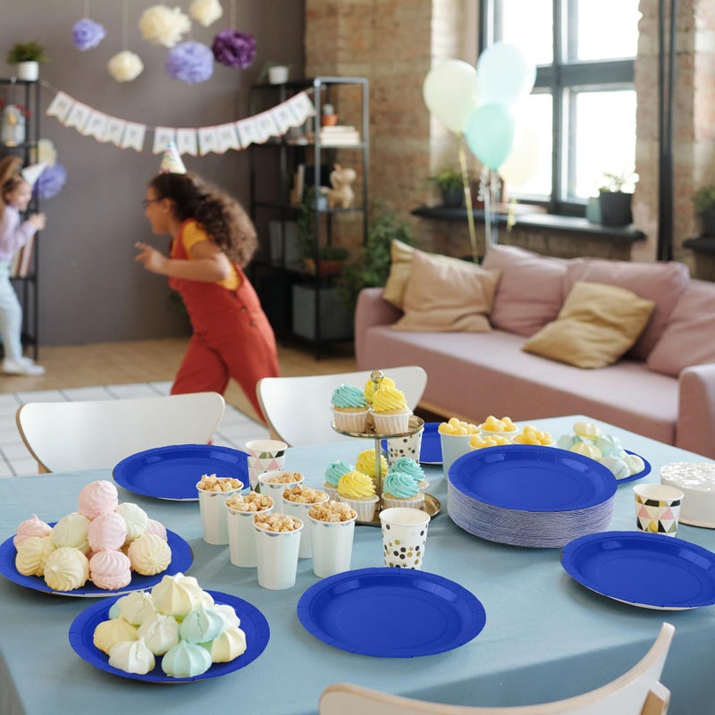 Breroa 72-Piece 9-Inch Bright Royal Blue Disposable Heavy Duty Paper Plates - Sustainable Dinner & Dessert Plates for Parties  Holidays  Picnics - Image 4