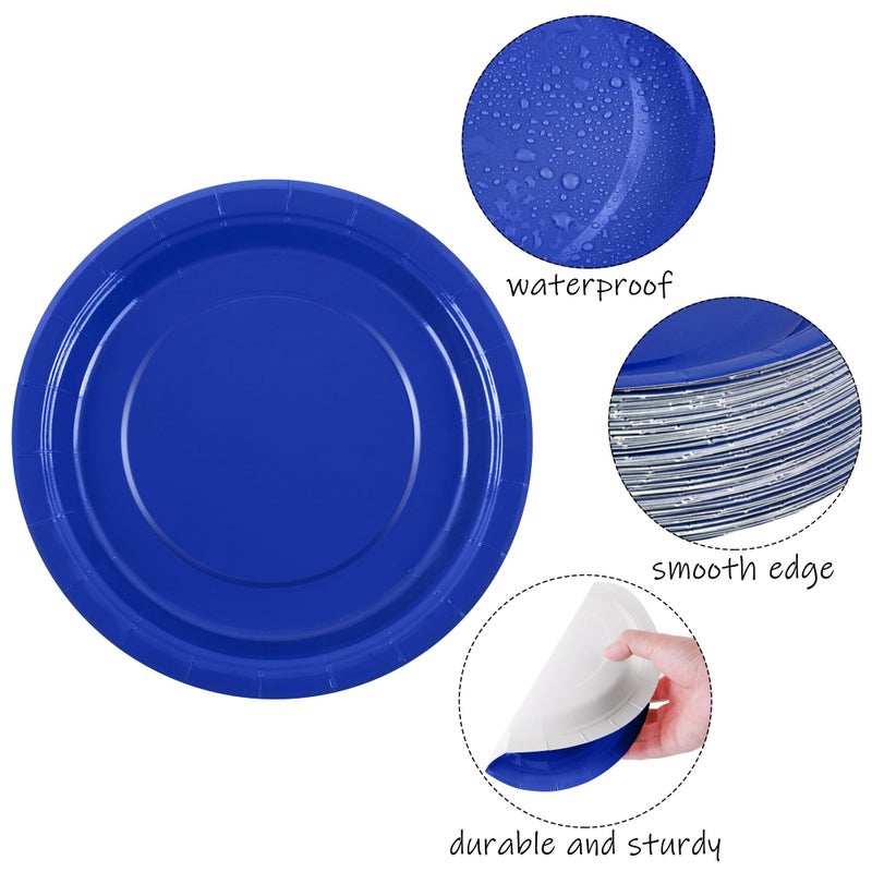 Breroa 72-Piece 9-Inch Bright Royal Blue Disposable Heavy Duty Paper Plates - Sustainable Dinner & Dessert Plates for Parties  Holidays  Picnics - Image 2