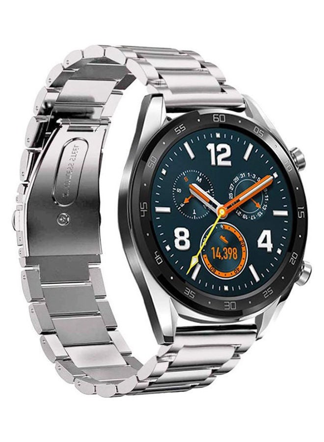 NIBEMINENT Metal Stainless Steel Strap Band for Huawei Smart Watch GT2 and GT / Pro 2e Honor Magic 2 Silver - Image 1
