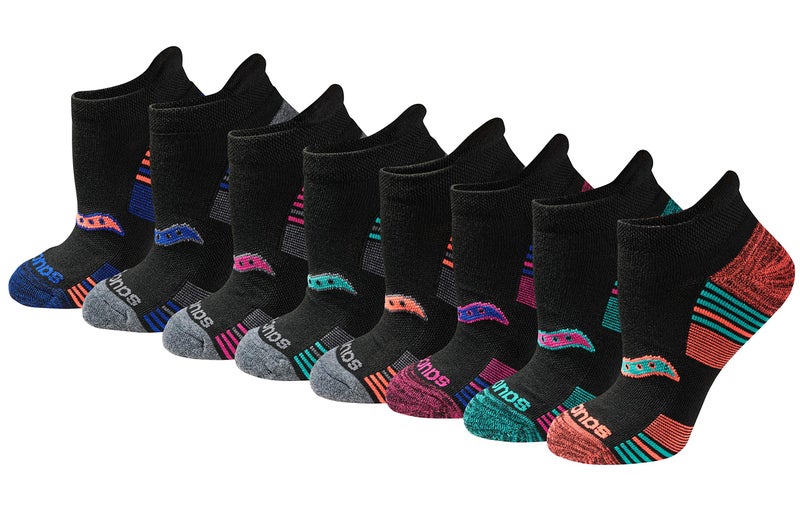 Saucony Womens RunDry Performance 8 16 Pairs Heel Tab Athletic Socks SL Assorted Darks 8 Pairs Small