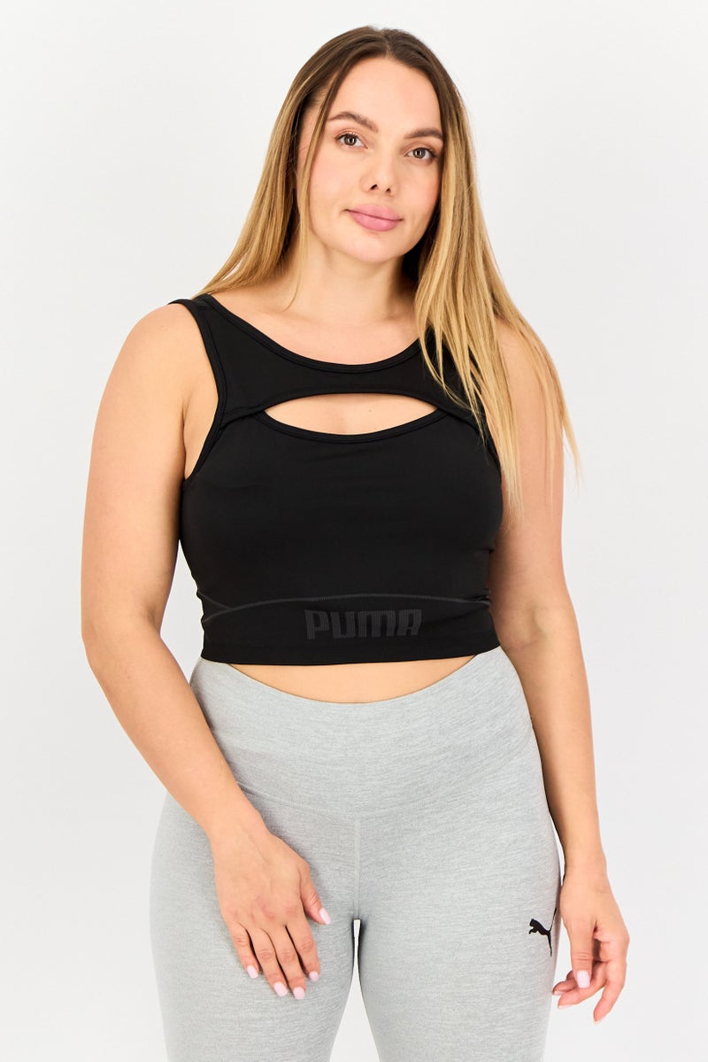 PUMA Women Puma Padded Sports Bra, Black - Image 1