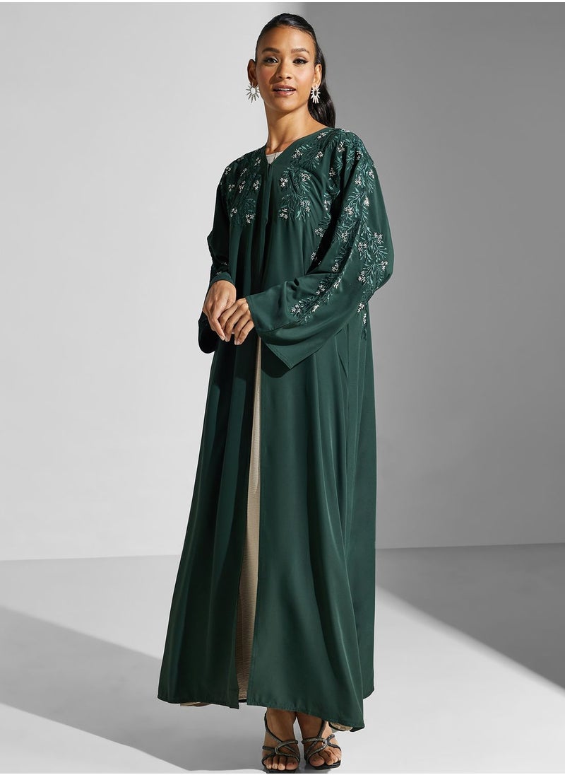 hayas closet - Embellished V-Neck Abaya - Image 1