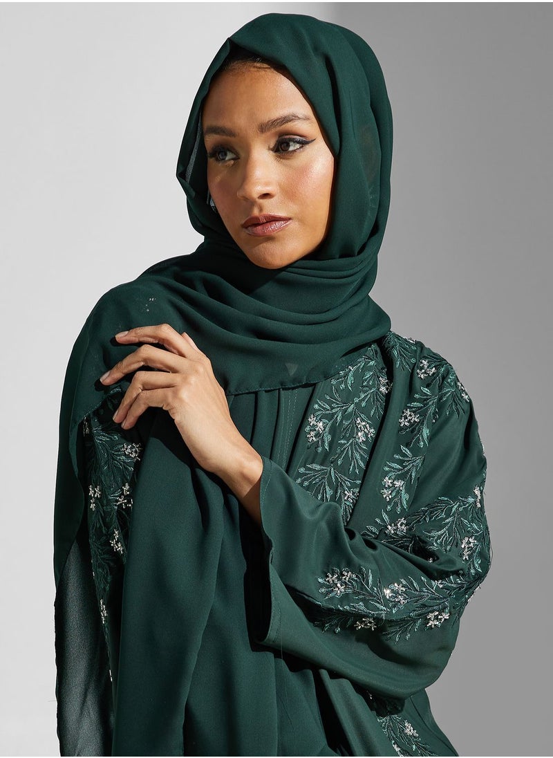 hayas closet - Embellished V-Neck Abaya - Image 1
