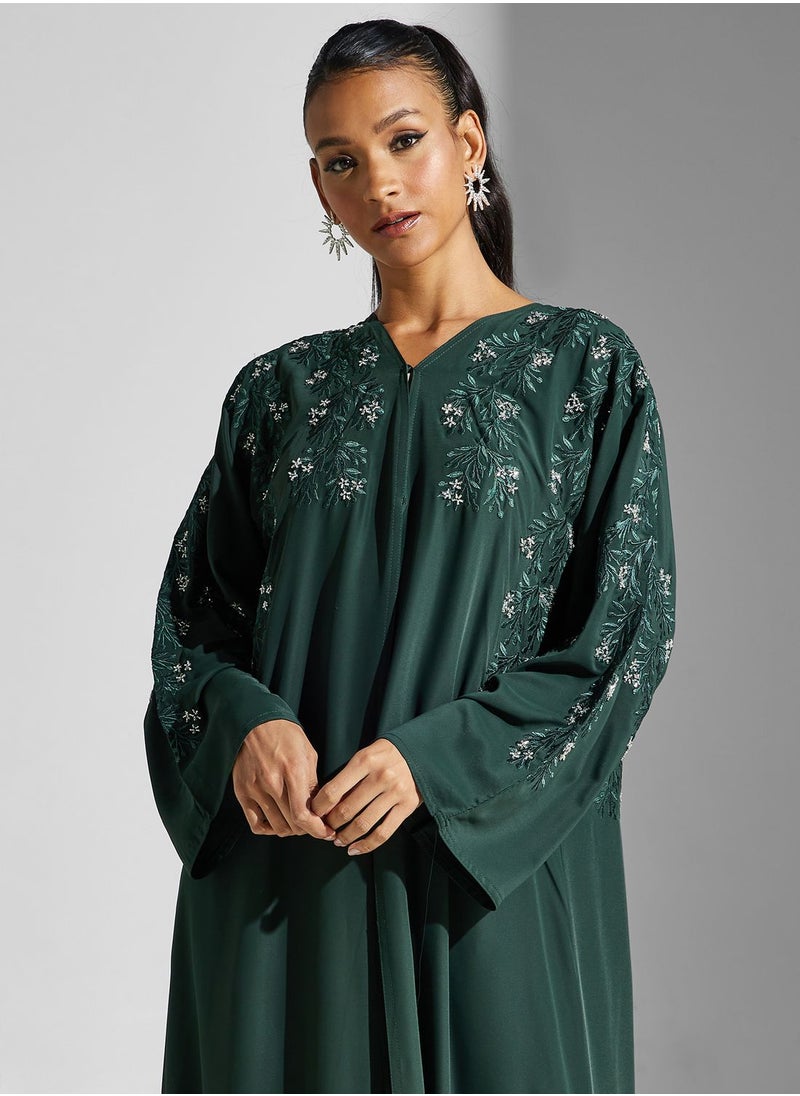 hayas closet - Embellished V-Neck Abaya - Image 1