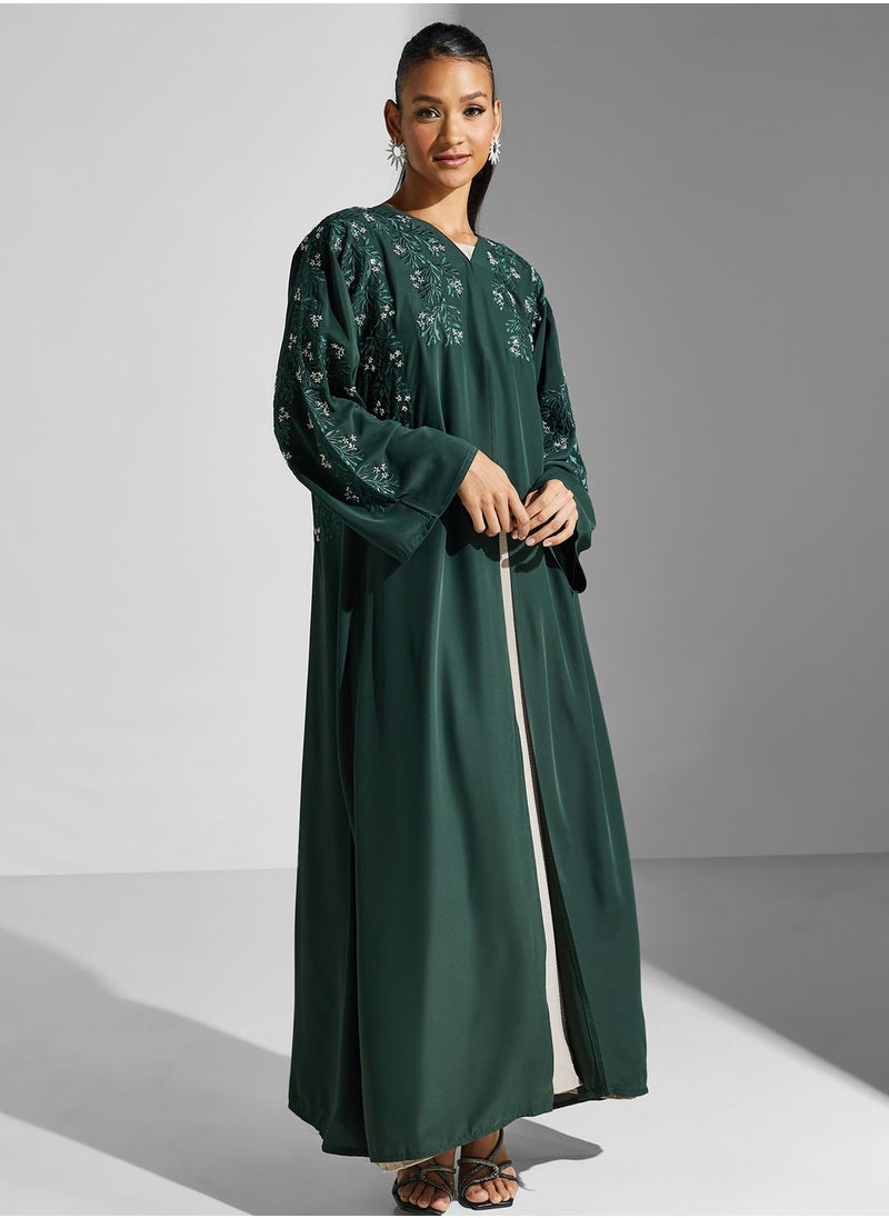 hayas closet - Embellished V-Neck Abaya - Image 1