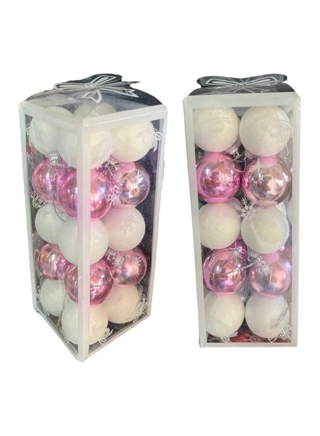 20-piece Christmas Balls Tree Decorations 4 cm, White/Pink - Image 1