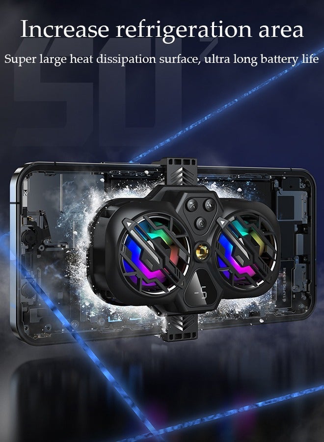 DUNISO 2 In 1 Magnetic Semi-Conductor Cooling Chip for Live Streaming and Gaming, Fast Phone Cooling Fan with RGB Lights and Universal Clamp, Fit All Types of iPhone Android Smartphones - Image 5
