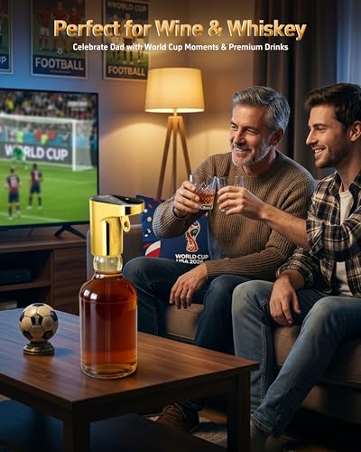 Redsack Fathers Day Gift|World Cup Viewing Party Supplies,5-in-1 Electric Wine Decanter & Smart Liquor Dispenser,Automatic Aerator&Pourer with 1-999ml Precision Dosing|Gift for Men,Dad,Whiskey Lovers(Gold) - Image 2