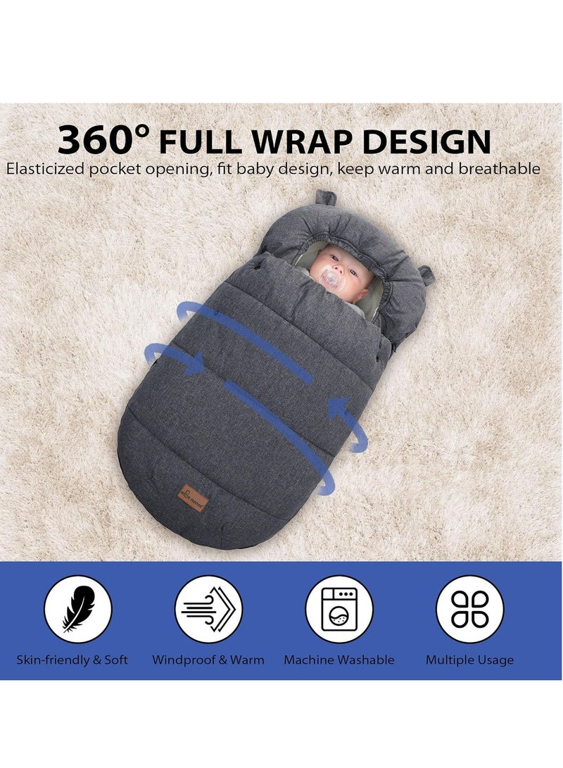 Captaintech High Quality Baby Pram Footmuffs and Sleeping Bag, Winter Windproof and Water Resistant, Soft Material with Adjustable Hood for Comfort - Image 3