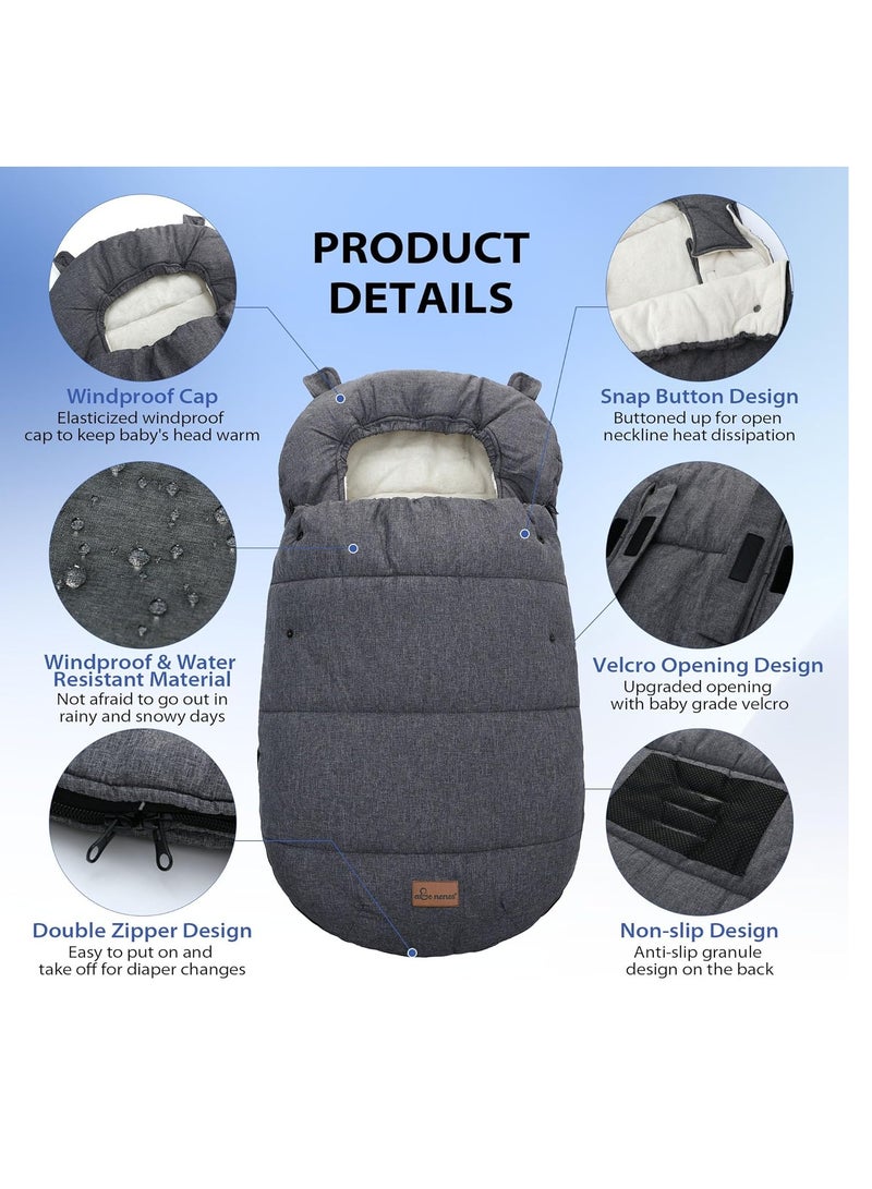 Captaintech High Quality Baby Pram Footmuffs and Sleeping Bag, Winter Windproof and Water Resistant, Soft Material with Adjustable Hood for Comfort - Image 5