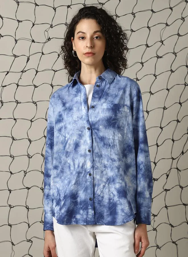 Hubberholme Women Oversized Fit Cotton Tye Dye wash Casual Shirt