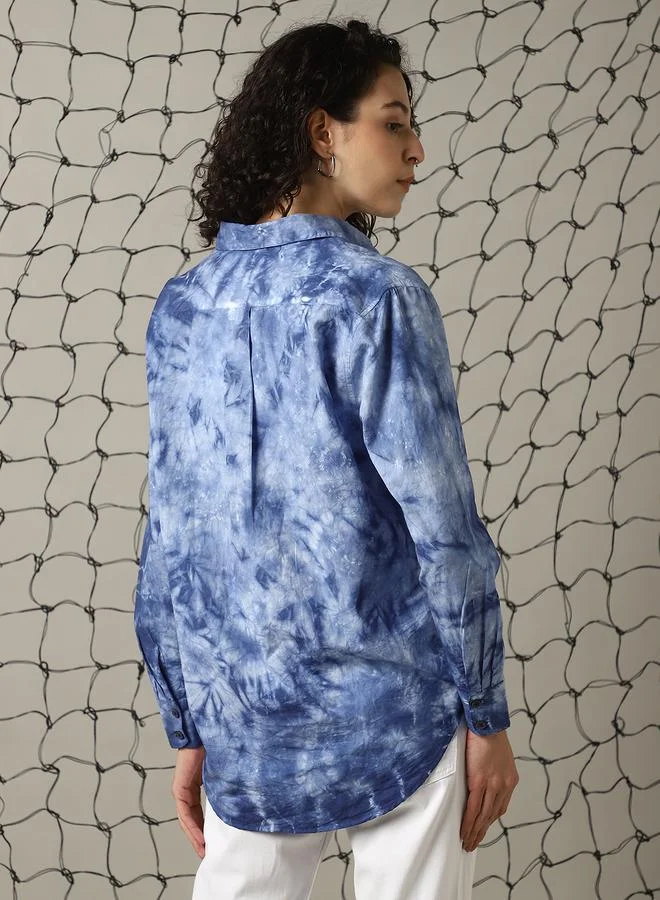 Hubberholme Women Oversized Fit Cotton Tye Dye wash Casual Shirt