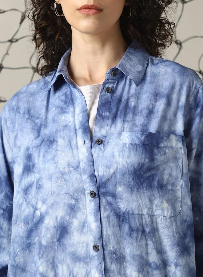 Hubberholme Women Oversized Fit Cotton Tye Dye wash Casual Shirt