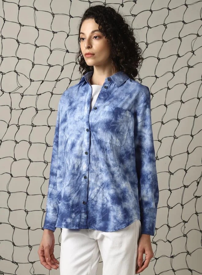 Hubberholme Women Oversized Fit Cotton Tye Dye wash Casual Shirt