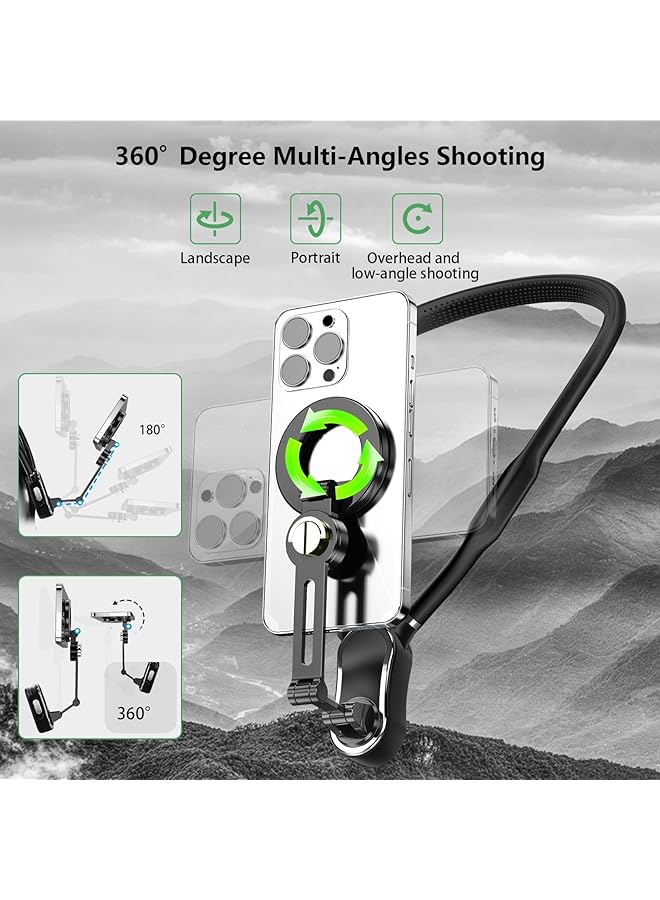 KASTWAVE Neck Phone Holder Pov/Vlog, 4 In 1 Magnetic Neck Mount For Phones With Phone Clip Chest Strap, Selfie Clip, And Tripod Stand For Iphone/Android/Gopro/Dji Cameras And All Smartphones - Image 2