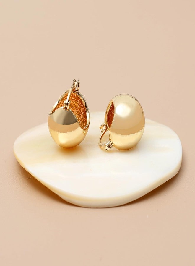S SUSANN Small Chunky Gold Hoop Earrings For Women, 14k Gold Thick statement huggie hoop earrings Cute Dainty Trendy Hoop Earrings Set Hypoallergenic Fashion Earrings For Girls Jewelry (Ball-Gold 1) - Image 4
