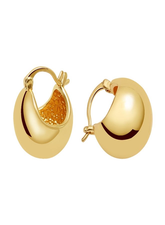 S SUSANN Small Chunky Gold Hoop Earrings For Women, 14k Gold Thick statement huggie hoop earrings Cute Dainty Trendy Hoop Earrings Set Hypoallergenic Fashion Earrings For Girls Jewelry (Ball-Gold 1) - Image 1